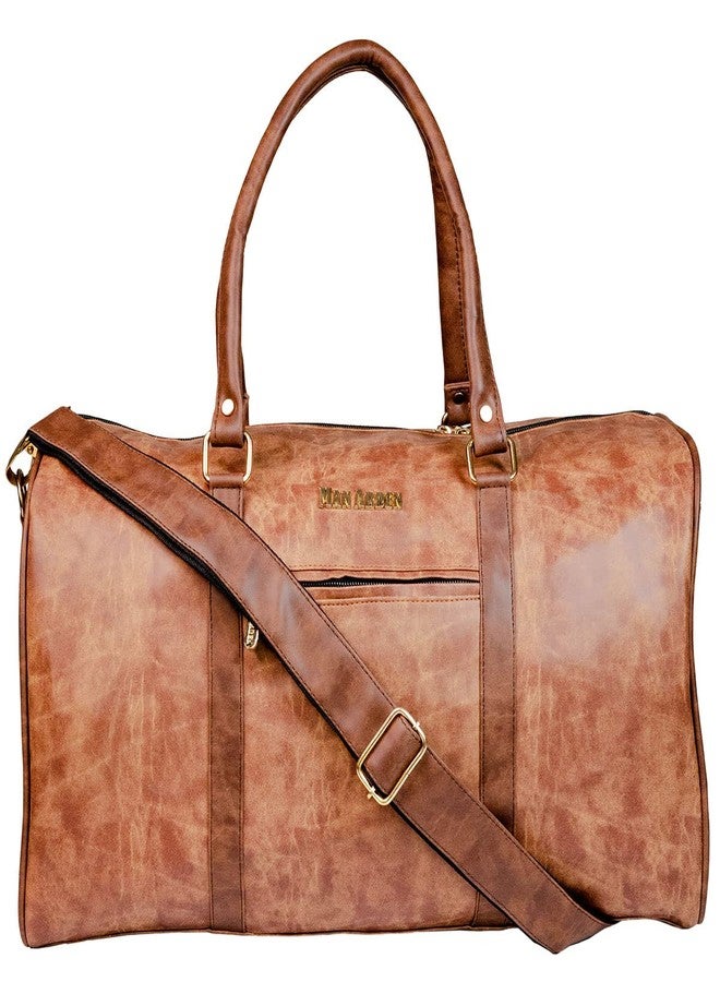 Man Arden The Rigid Replica PVC Leather Travel Dual Tone Duffle Bag for Weekend Trip, Cabin Luggage, Gym & Sports (Dusk & Coffee) - Image 1